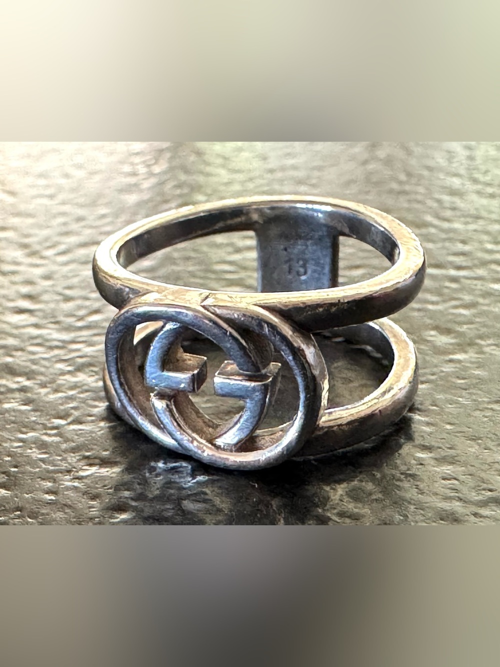 GUCCI Interlocking G Open Band Ring AG925 Sterling Silver Size 13 / US 6-6.5